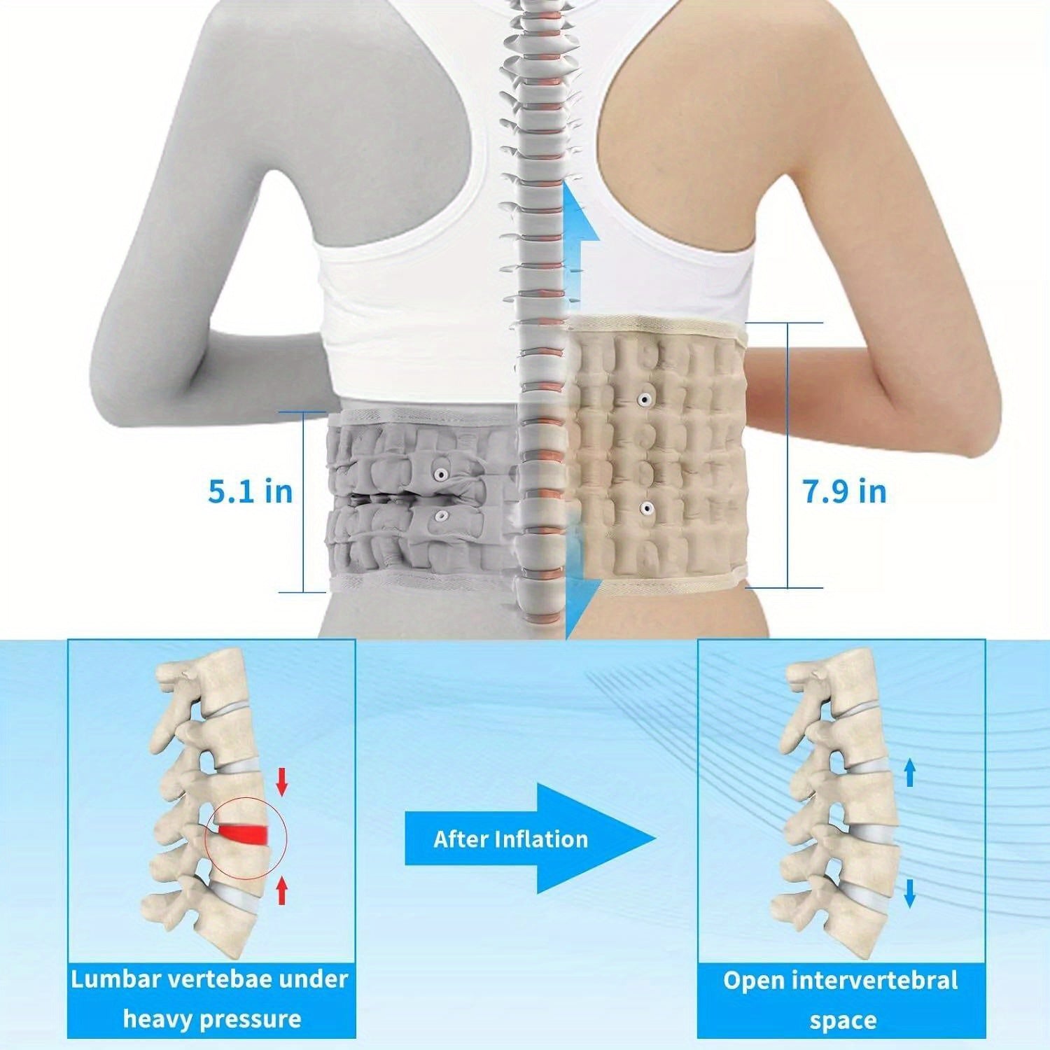 Decompression Belt Back Brace Lumbar Spinal Support & Extender Belt Air Traction