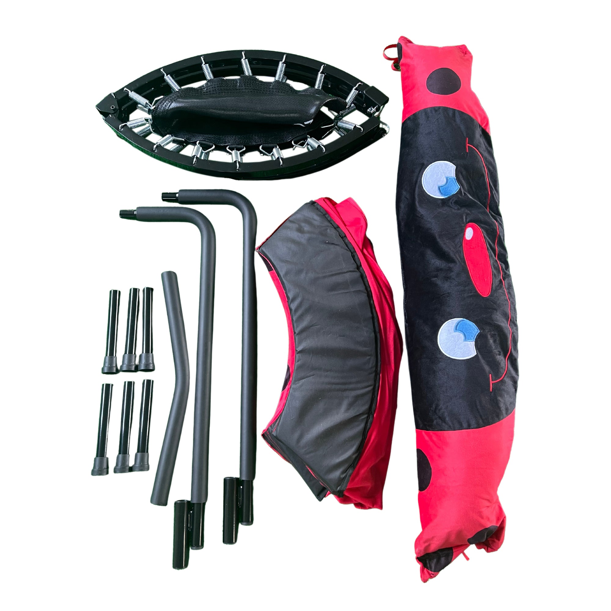 XTP003 Assembled children's trampoline happy expression outdoor and indoor dual-use ladybug black and red foldable iron tube for kids age 3 - 7