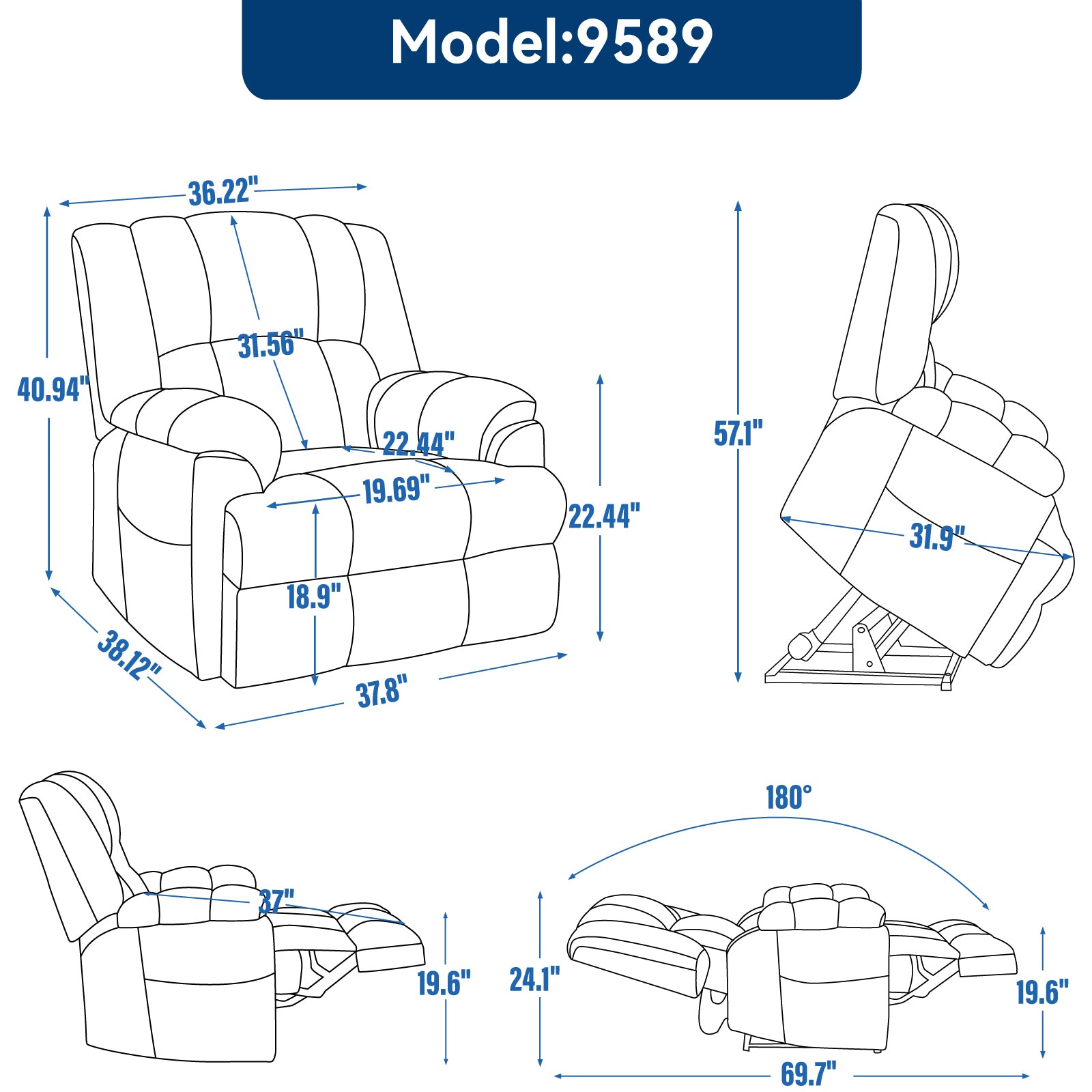 Dual Motor Heat Massage Infinite Position Up to 350 LBS Electric Power Lift Recliners with Power-Remote, Medium-firm and Heavy Duty, Brown