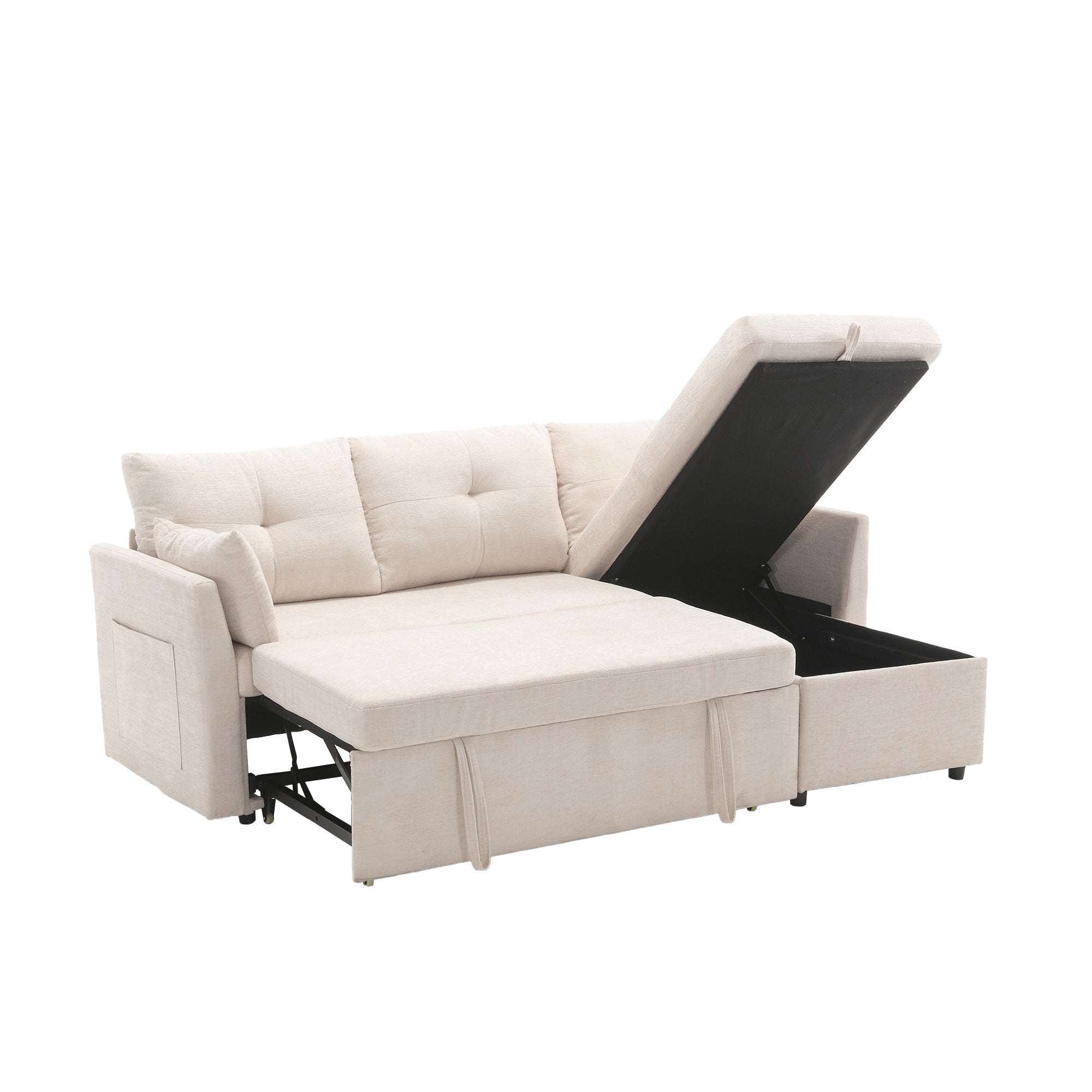 UNITED WE WIN-Furniture, modular L-shaped sofa, modular long sofa with reversible chaise lounge, Sofa bed, Sleeper sofa, modular sofa combination with storage seats.