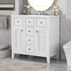 36" Bathroom Vanity with Ceramic Basin, Two Cabinets and Five Drawers, Solid Wood Frame, White (OLD SKU: SY999202AAK-1)