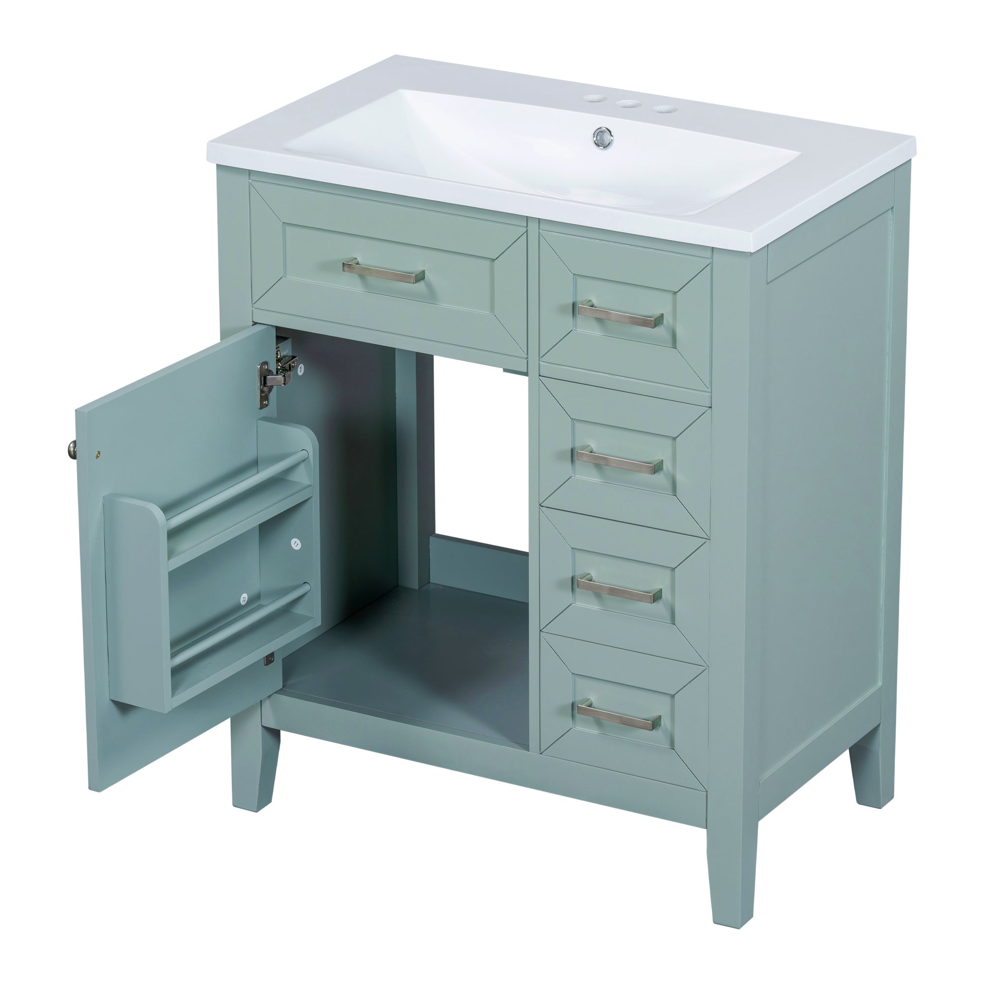 30" Bathroom Vanity with Sink Combo, Green Bathroom Cabinet with Drawers, Solid Frame and MDF Board (Old Sku:N725S999222F)