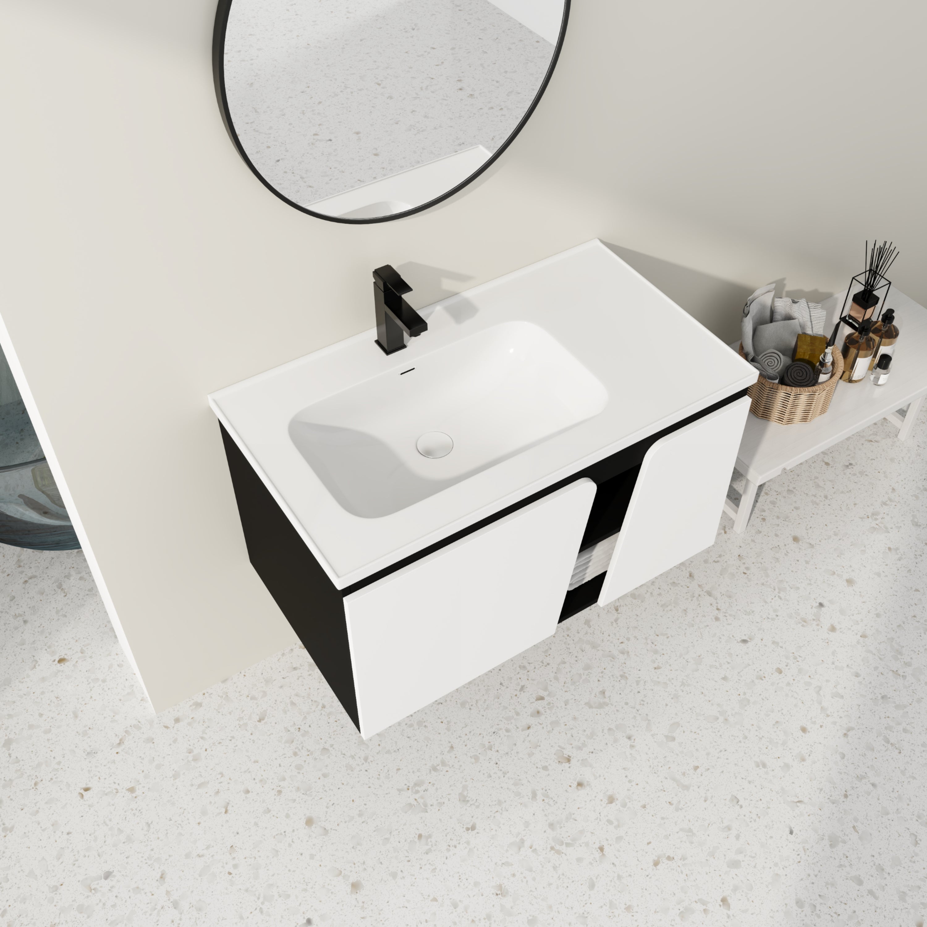 36'' Floating Wall-Mounted Bathroom Vanity With Ceramic Basin & Soft-Close Cabinet Door