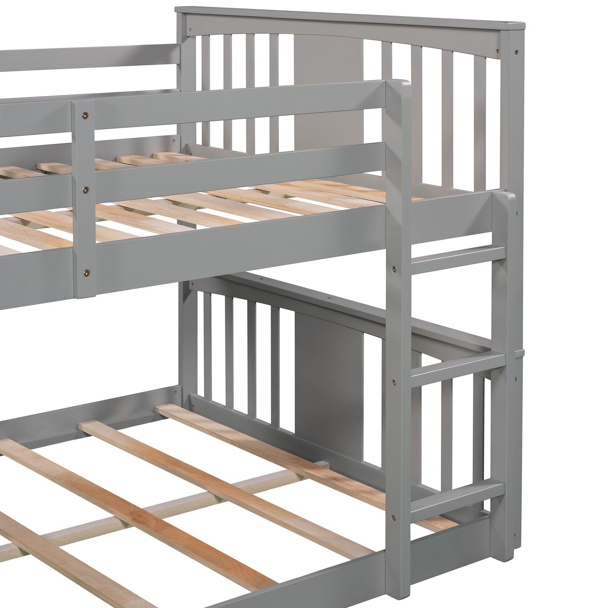 Full Over Full Bunk Bed with Ladder, Gray (Old SKU :LP000207AAE)