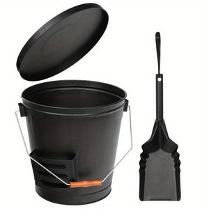 5.15 Gallon Ash Bucket with Lid and Shovel For Fireplaces Fire Pits Stoves Metal