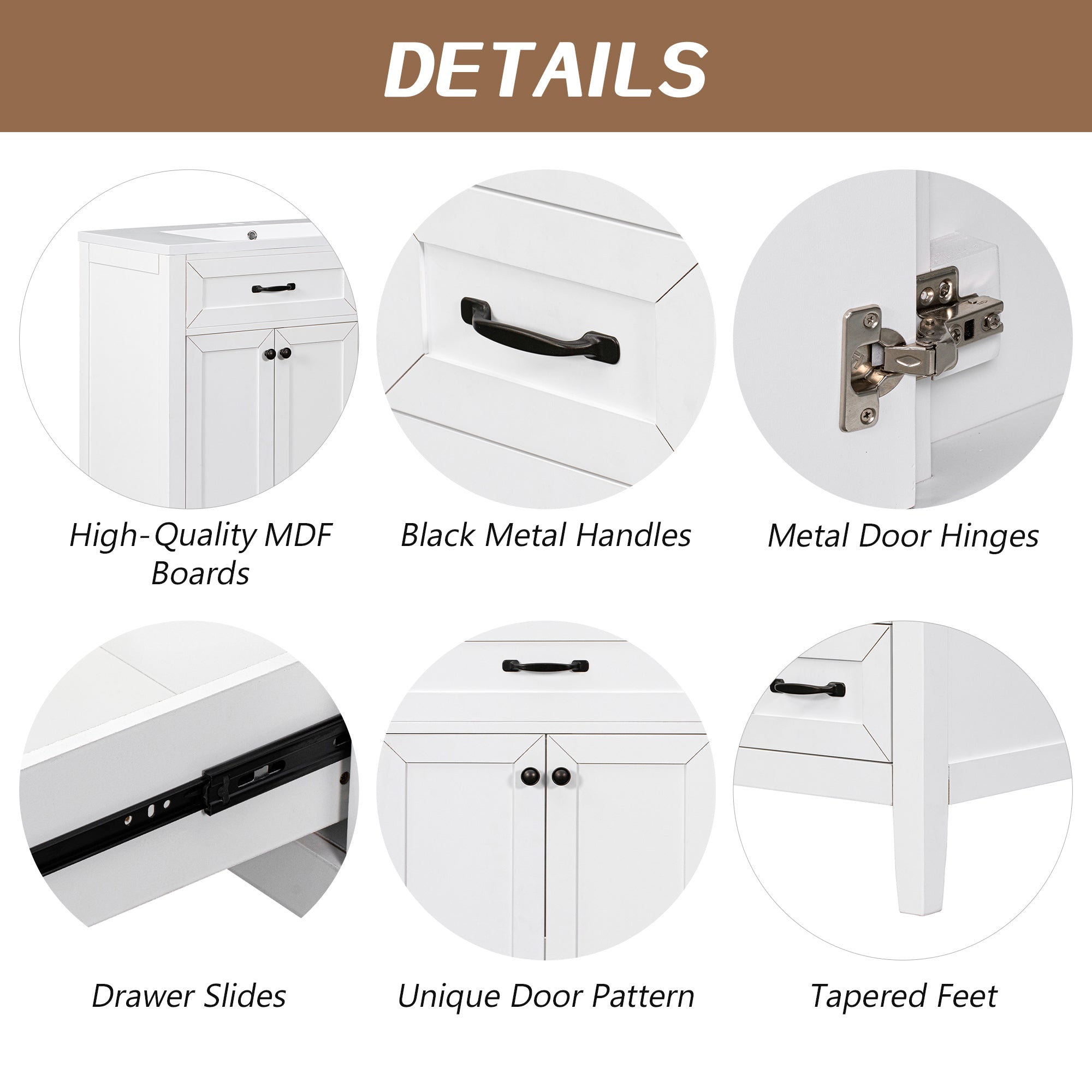 36" Bathroom Vanity with Sink Combo, White Bathroom Cabinet with Drawers, Solid Frame and MDF Board (Old Sku:JL000007AAK)