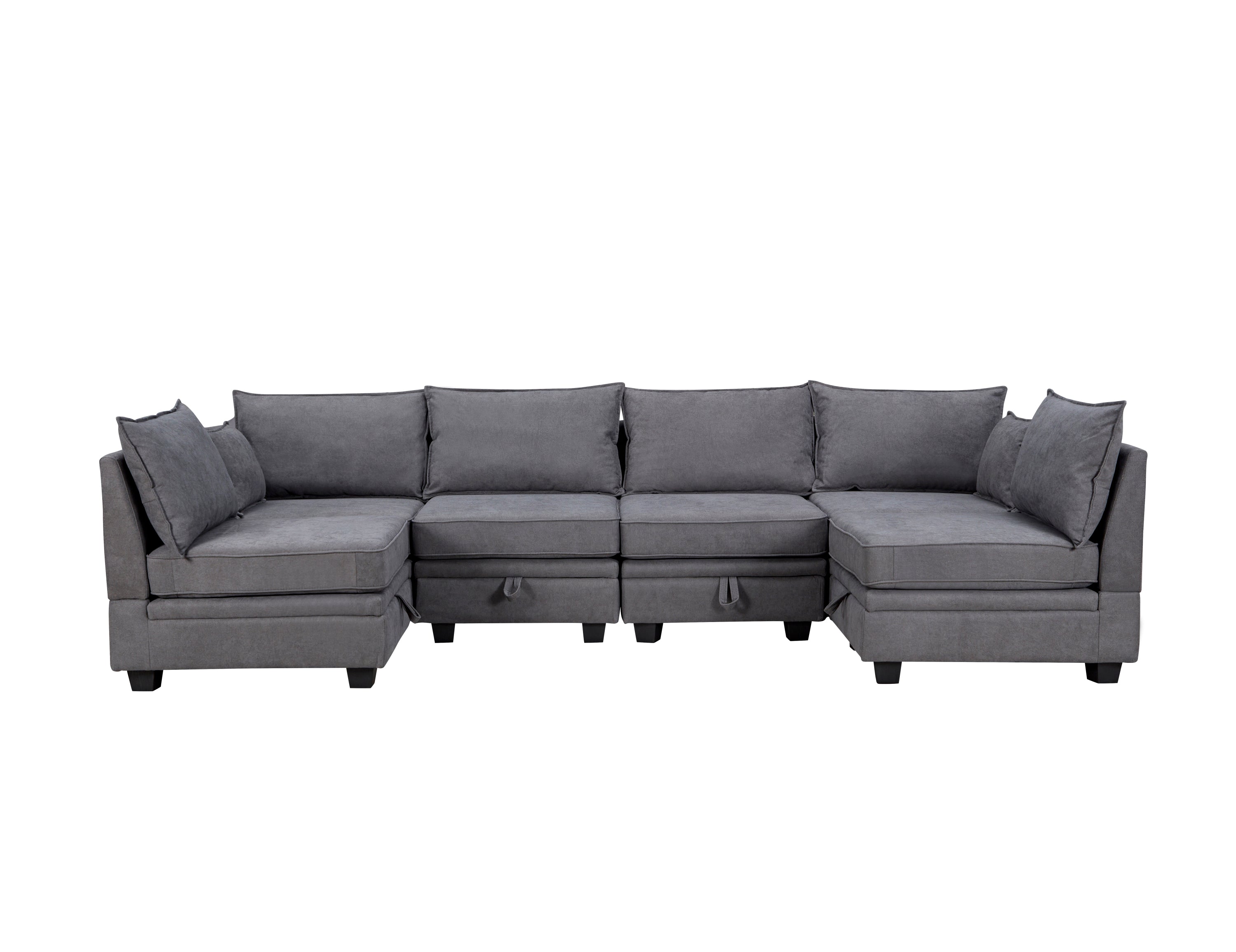 U_Style Modern Large U-Shape Modular Sectional Sofa, Convertible Sofa Bed with Reversible Chaise for Living Room, Storage Seat