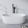 51'' Freestanding Bathtub Resin Stone Soaking Bathtub Solid Surface Modern Tubs with Overflow and Pop-up Drain in White