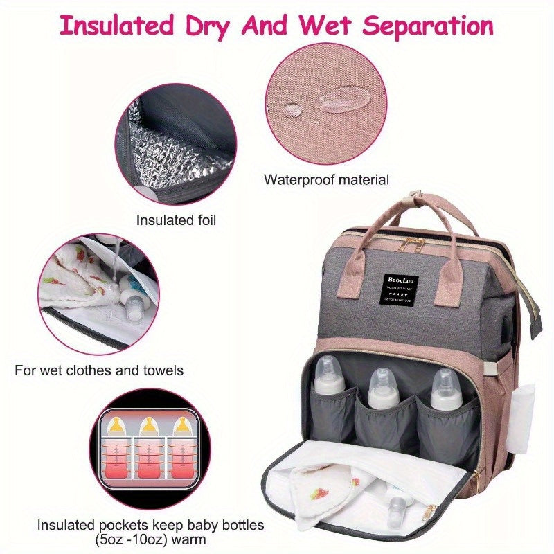 3 in 1 Multifunctional Baby Diaper Bag Backpack with Changing Table Diaper Pad