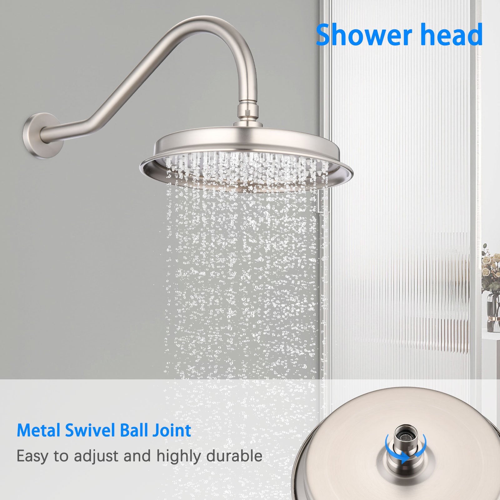 Single-Handle 4-Spray Patterns Bathroom Rain Shower Faucet with Body Jet Handshower in Brushed Nickel (Valve Included)