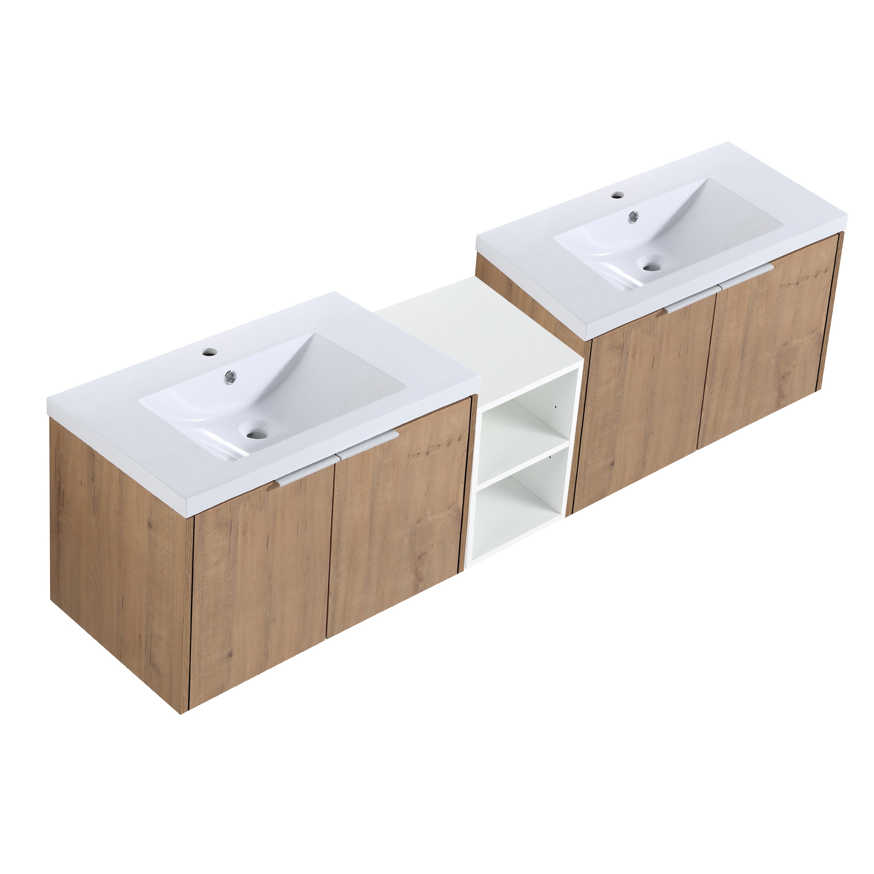 72 Inch Soft Close Doors Bathroom Vanity With Sink, A Small Storage Shelves, 30" and 12" Combination Cabinet,(KD-Packing)