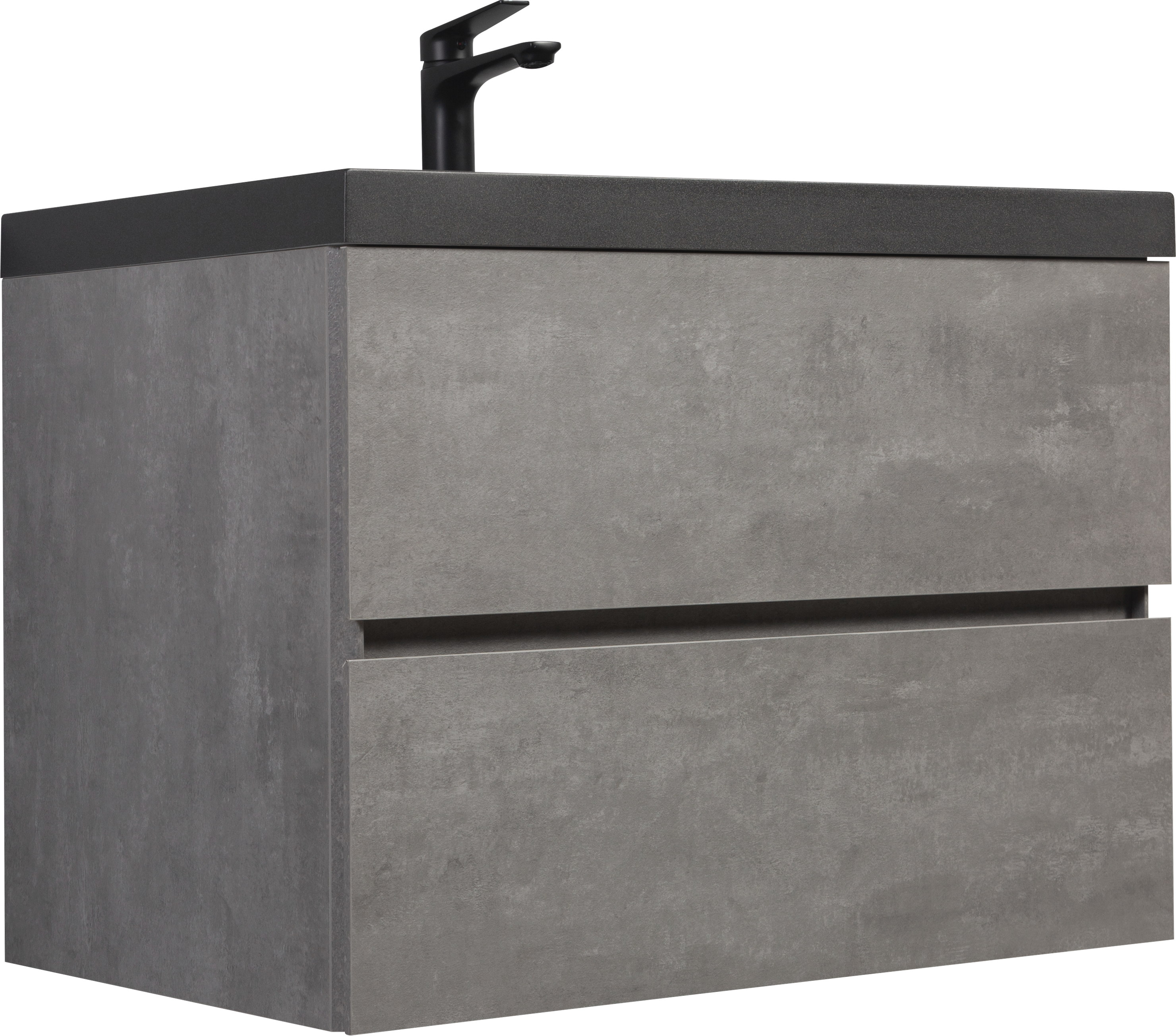 30" Floating Bathroom Vanity with Sink, Modern Wall-Mounted Bathroom Storage Vanity Cabinet with Black Quartz Sand Top Basin and Soft Close Drawers, Grey 24V12-30GR