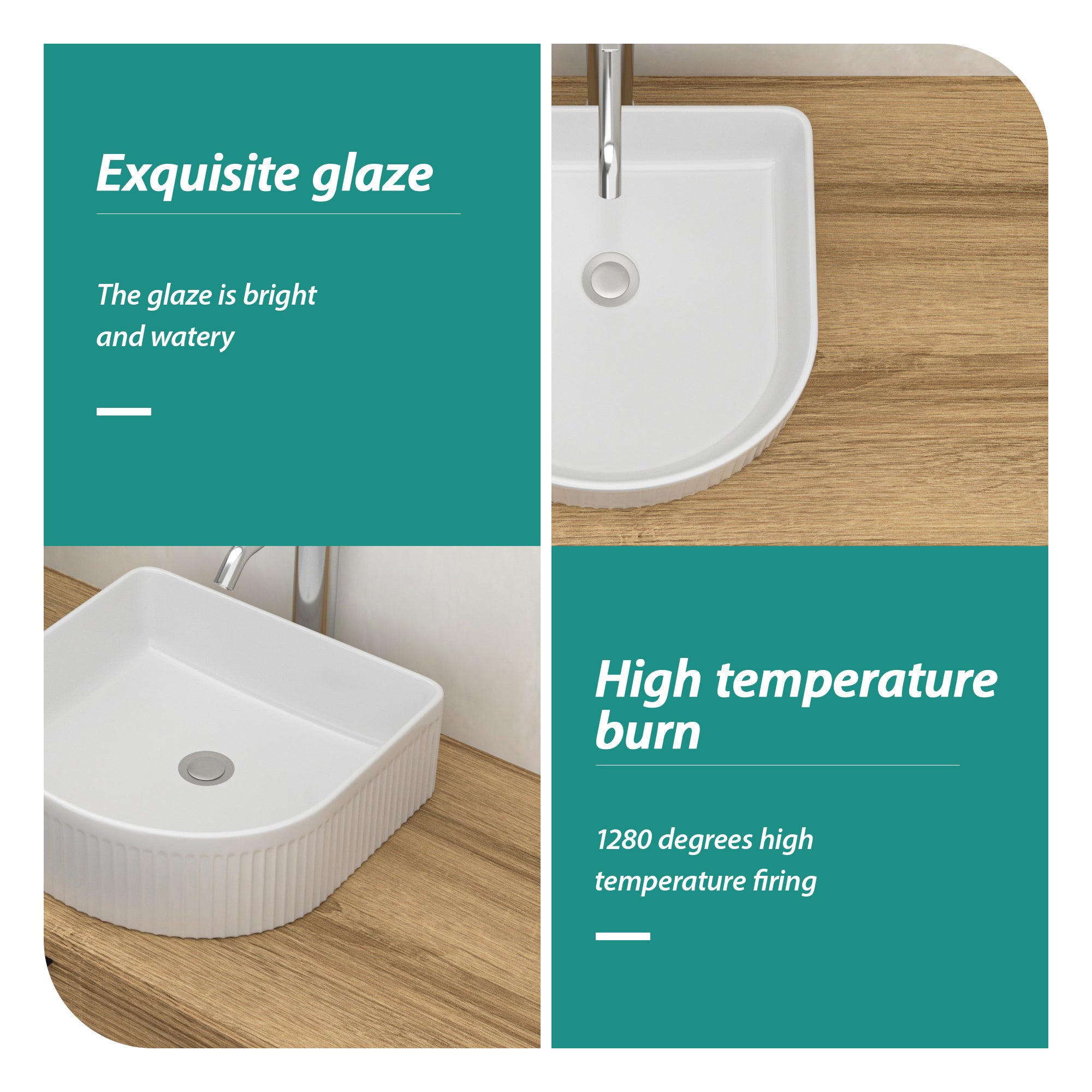 15.69"x13.69" White Ceramic Vessel Bathroom Sink