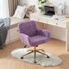 A&A Furniture Office Chair,Artificial rabbit hair Home Office Chair with Golden Metal Base,Adjustable Desk Chair Swivel Office Chair,Vanity Chair(Violet)