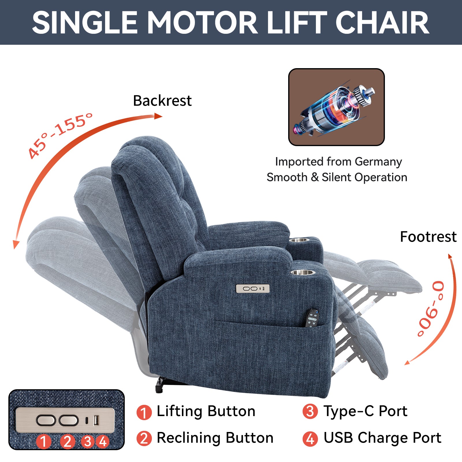 Large Power Lift Recliner Chair with Massage and Heat for Elderly, Overstuffed Wide Recliners, Heavy Duty Motion Mechanism with USB and Type C Ports, 2 Steel Cup Holders, Brown