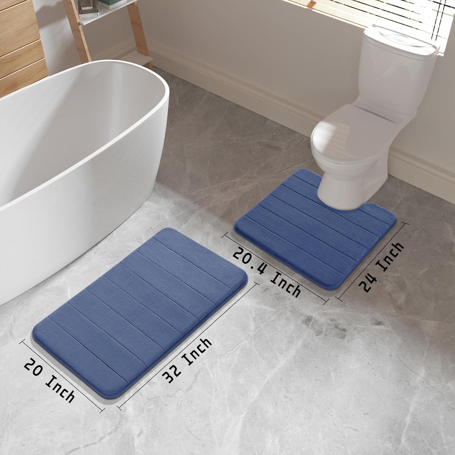 2-Piece Memory Foam Bath Rug Set – Soft, Absorbent, Quick-Dry & Machine Washable!