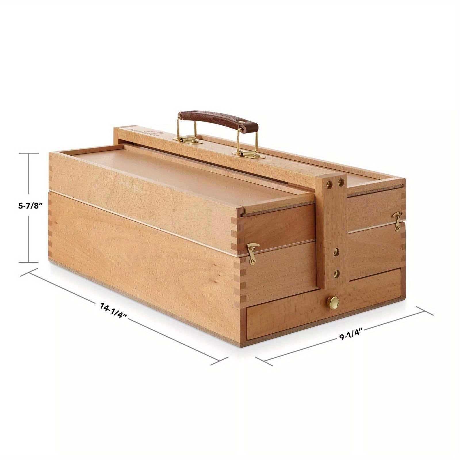 Box Organizer Large Portable Storage Multi-Function Wood Artist Tool and Brush