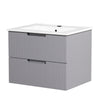 24 Inch Floating Bathroom Vanity with Ceramic Sink, Modern Bath Storage Cabinet Vanity with Drawers Wall Mounted Combo Set for Bathroom, Gray