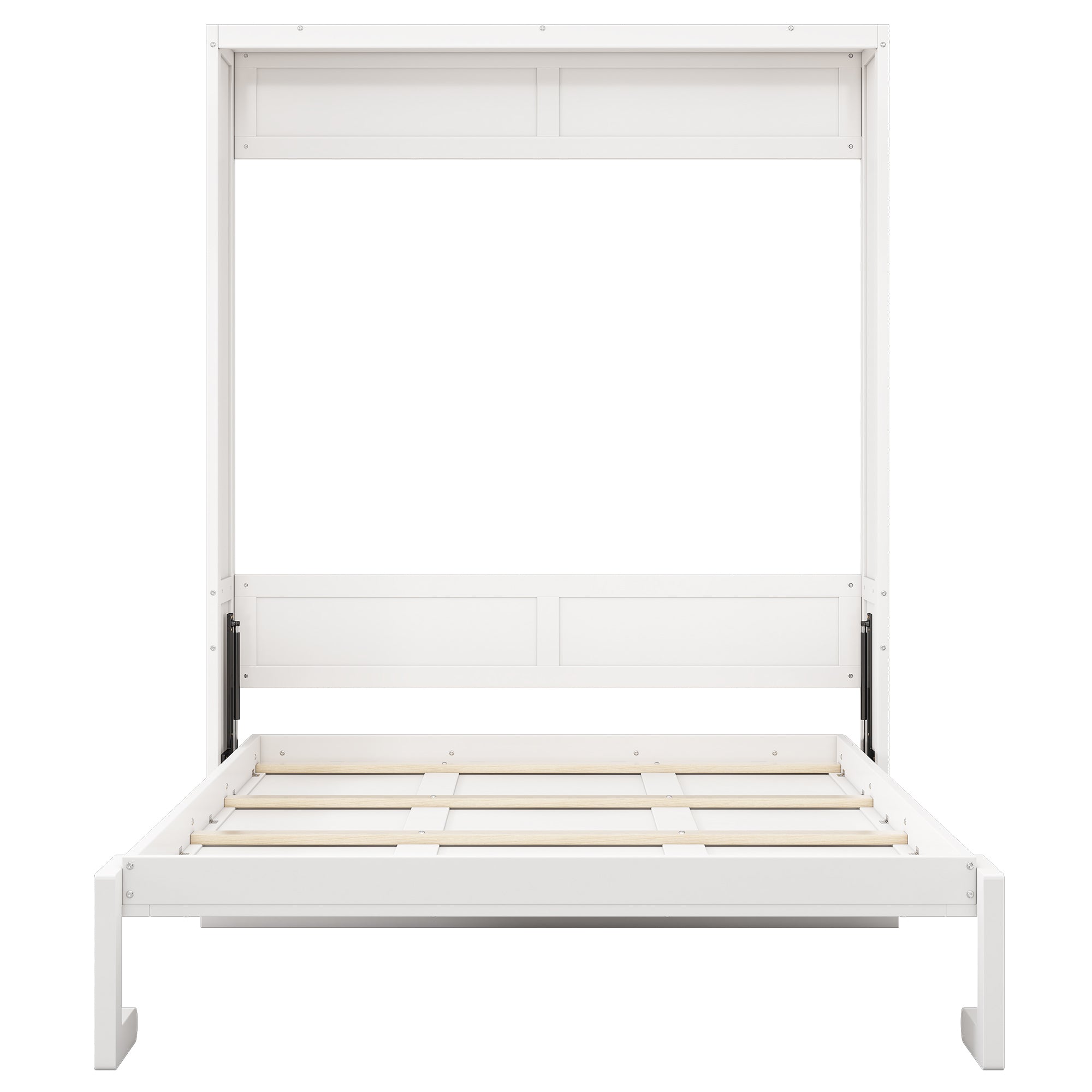 Queen Size Murphy Bed with 1 Side Cabinet Storage Shelf, 68-inch Cabinet Bed Folding Wall Bed with Desk Combo Perfect for Guest Room, Study, Office,White(old sku:BS300192AAC)