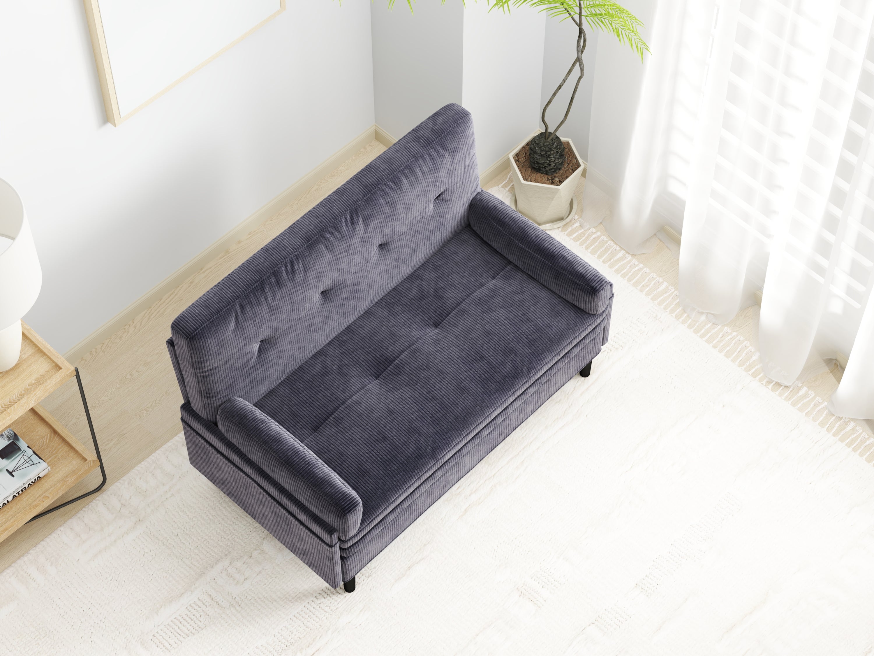 Grey 2 seater sofa sleeper with recline fuction