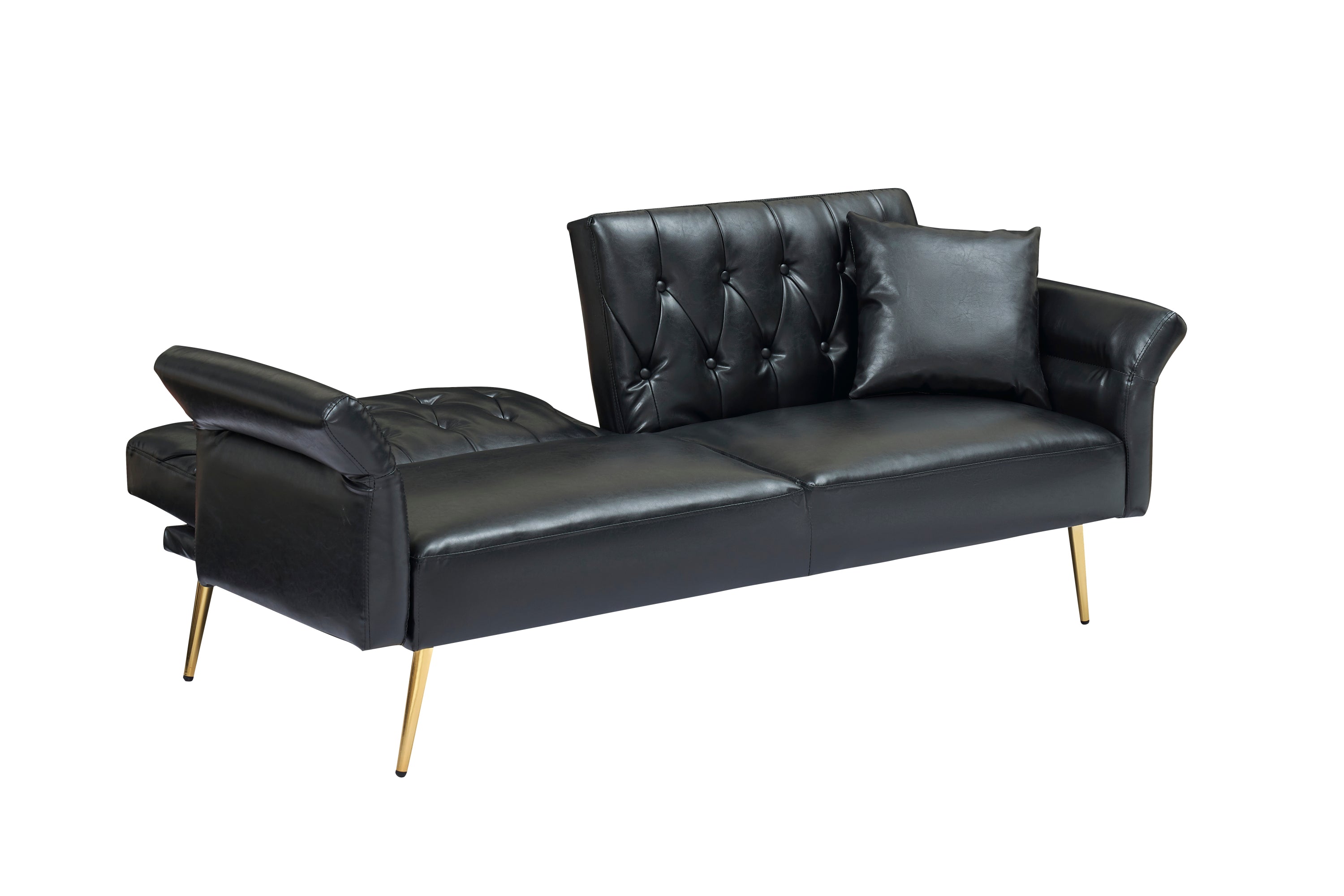 67.71 Inch Faux leather sofa bed with adjustment armres