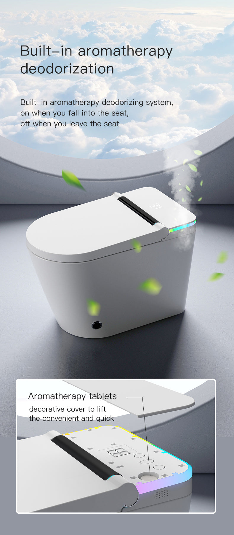 Smart Toilet with Built-in Bidet Seat, Tankless Toilet with Auto Lid Opening, Closing and Flushing, Heated Seat, Digital Display, Elongated