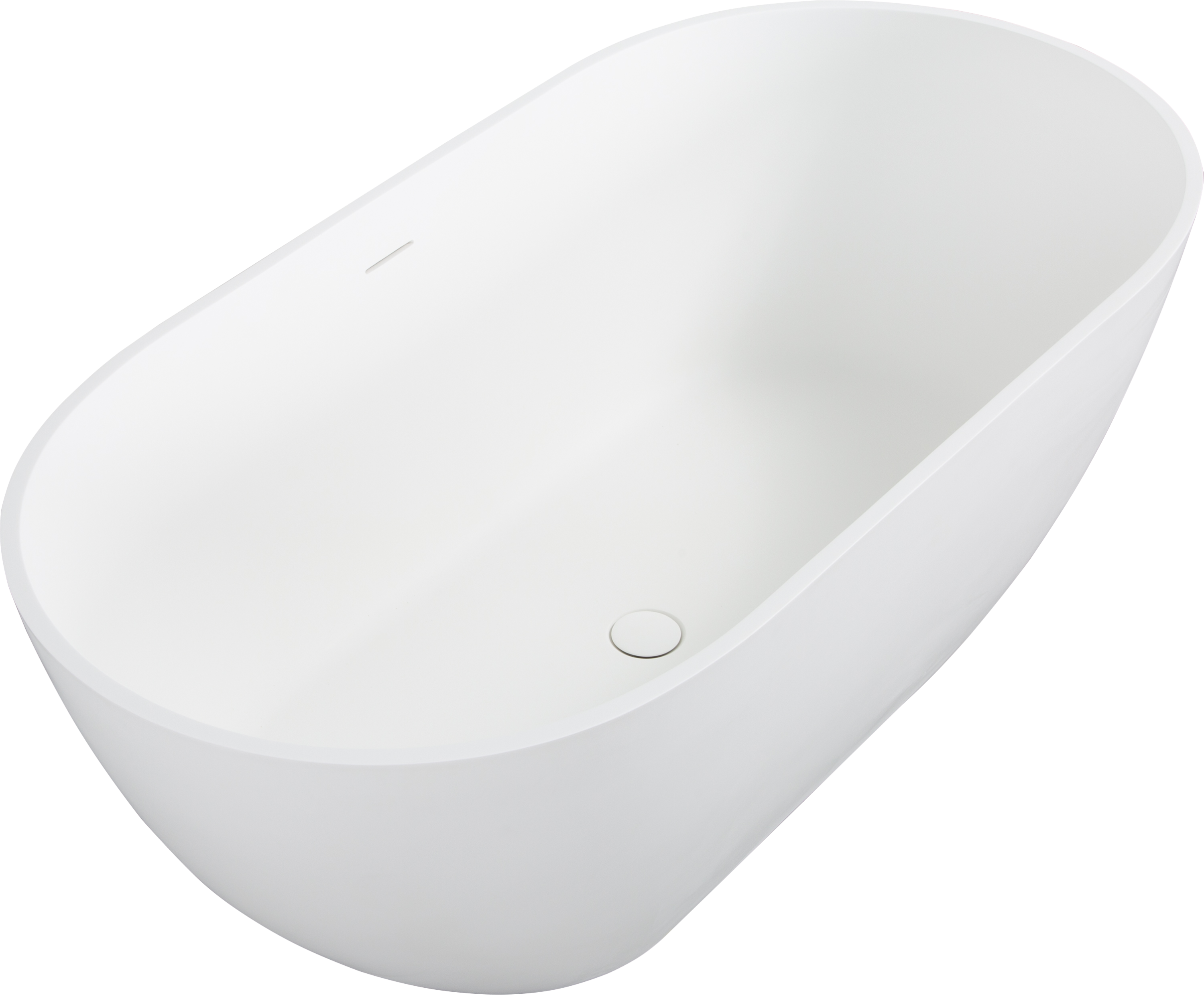 59" Luxury Handcrafted Stone Resin Freestanding Soaking Bathtub with Overflow in Matte White, cUPC Certified - 24S03-59MW