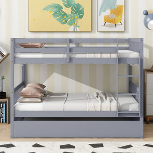 Grey full over full bunk bed guardrail and ladder detail