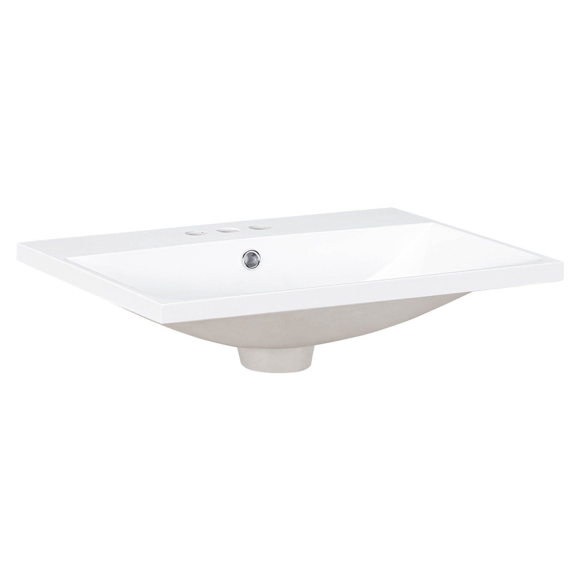 24" Bathroom Vanity Top Only, White Basin, 3-Faucet Holes, 4" Faucet Available, Ceramic