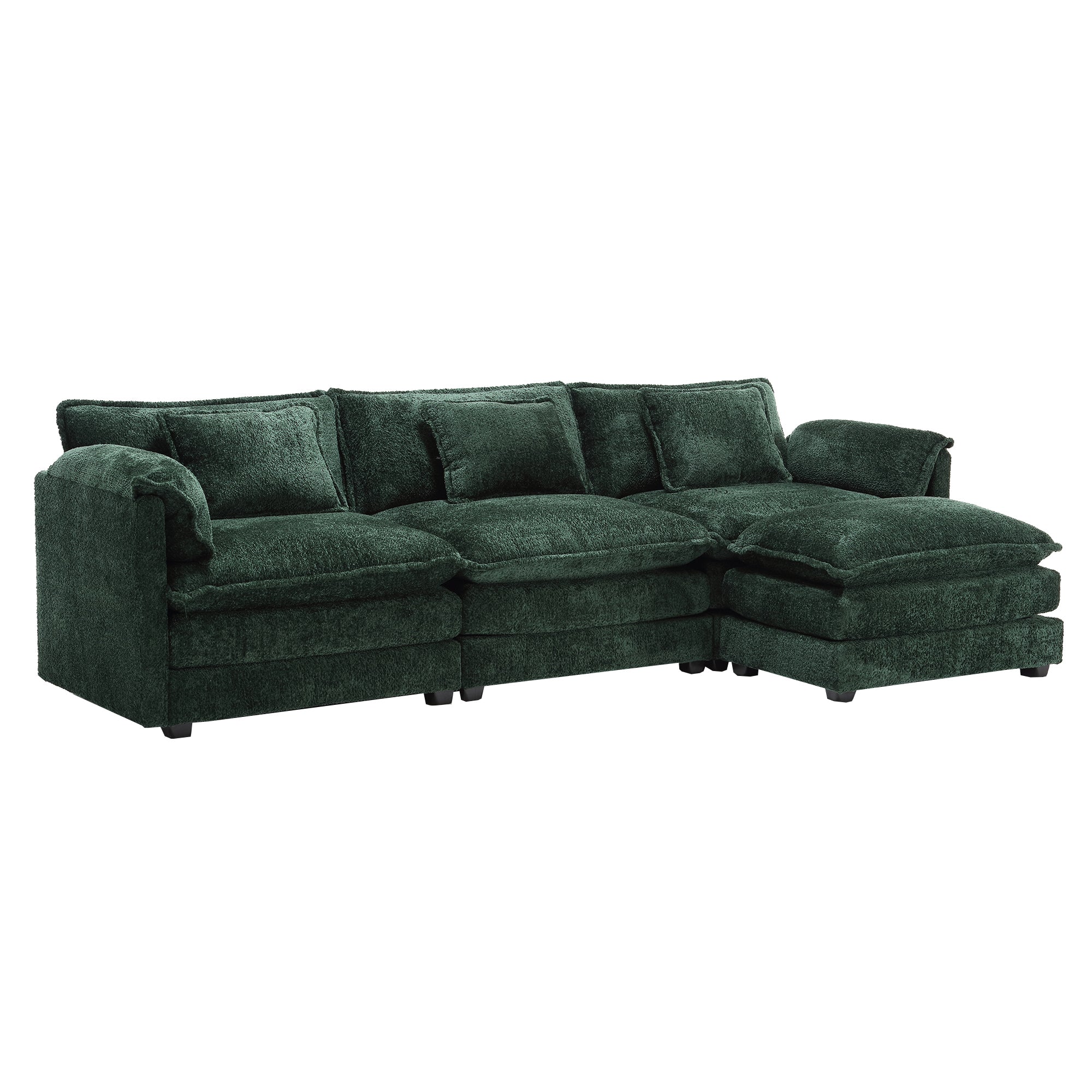 Modern Large boucle Fabric L-Shape Sectional Chenille fabric, movable pedals, detachable armrests, oversized three-seat Sofa