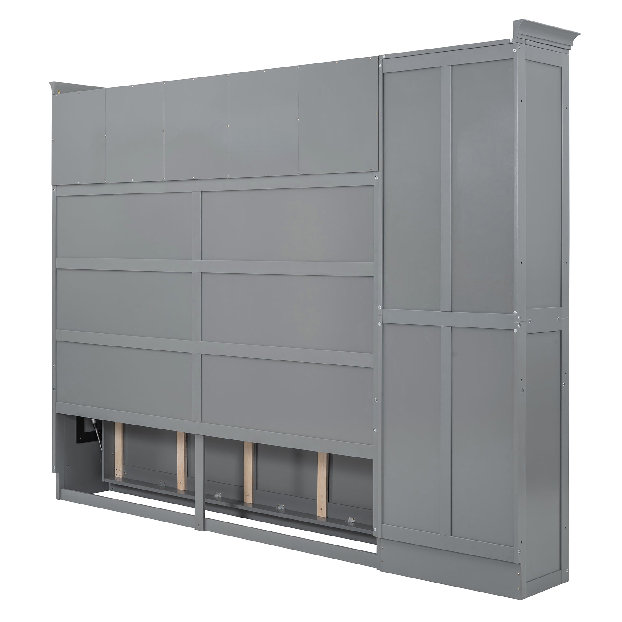 Queen Size Murphy Bed Wall Bed with Cabinets,Gray