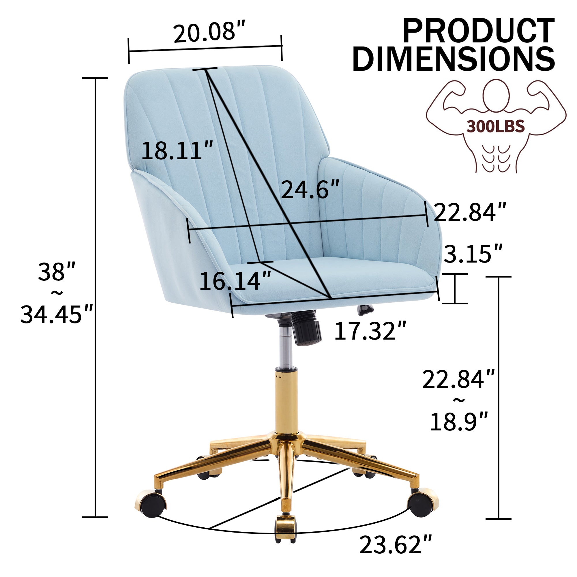 TY Adjustable Office Chair, Home Bedroom, Ergonomic Swivel Chair, Backrest Seat, Comfortable for Long Sitting