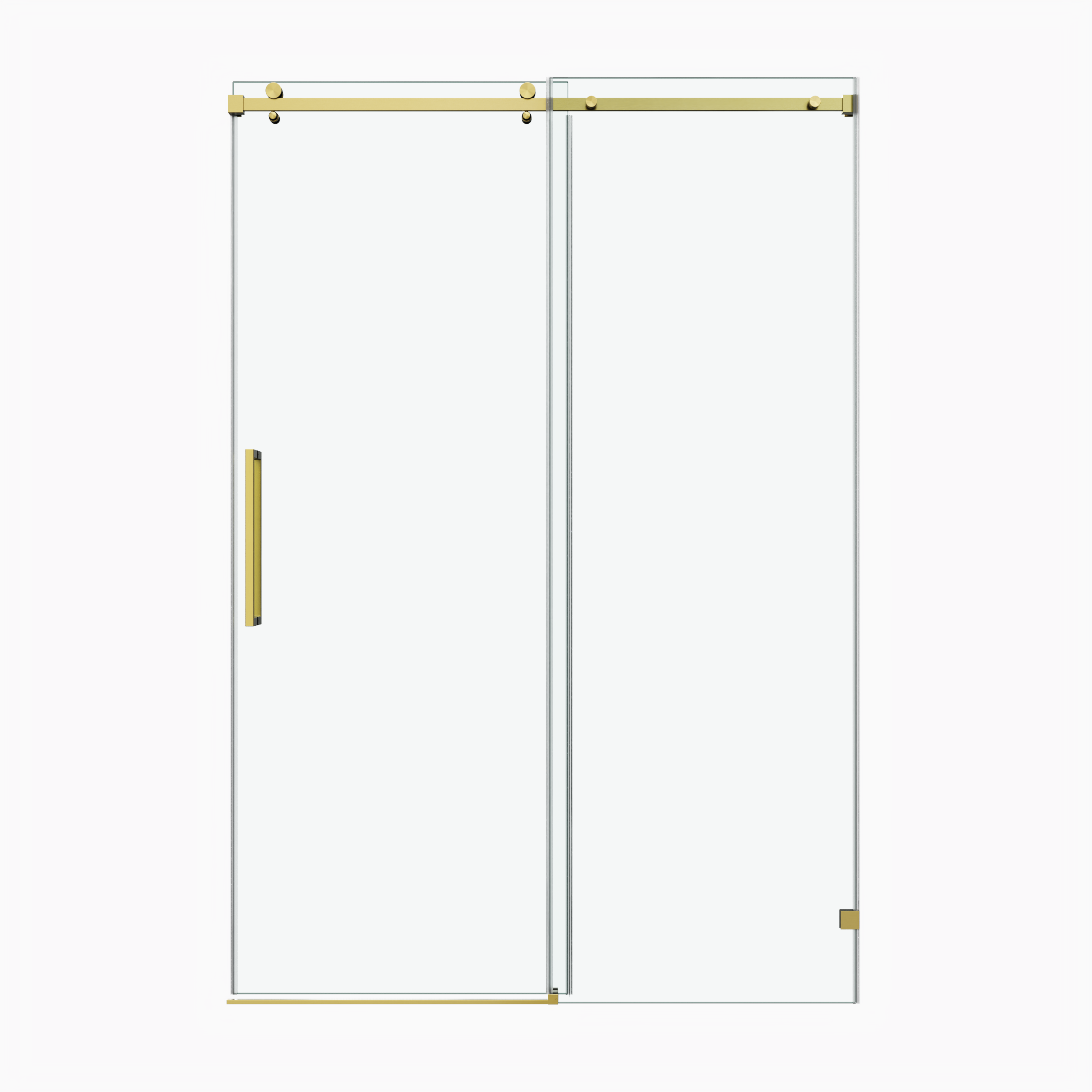 60 x 60 in Fixed and Sliding Square-Tube Shower Door - 60 x 60 in / Brushed Gold view 1