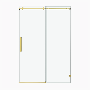 60 x 60 in Fixed and Sliding Square-Tube Shower Door - 60 x 60 in / Brushed Gold view 1