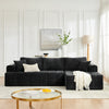 108 inch L-shaped chenille sectional sofa in black, front view