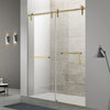60 x 76 in Brushed Gold Single Sliding Shower Door front view