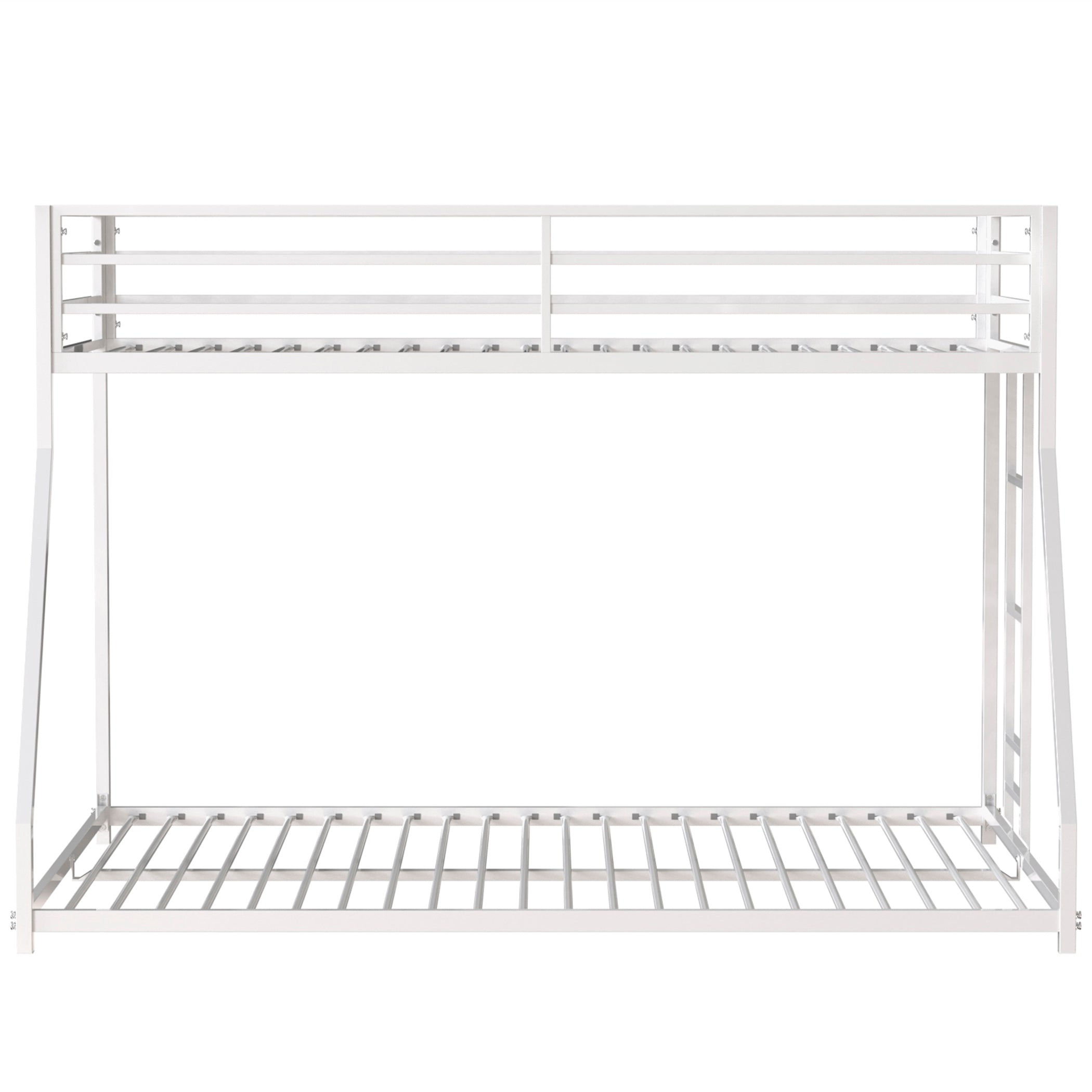 Adam Sturdy Twin Over Full Metal Bunk White for Kids and Adult, Low Profile and Easy Climbing with Stable Ladder