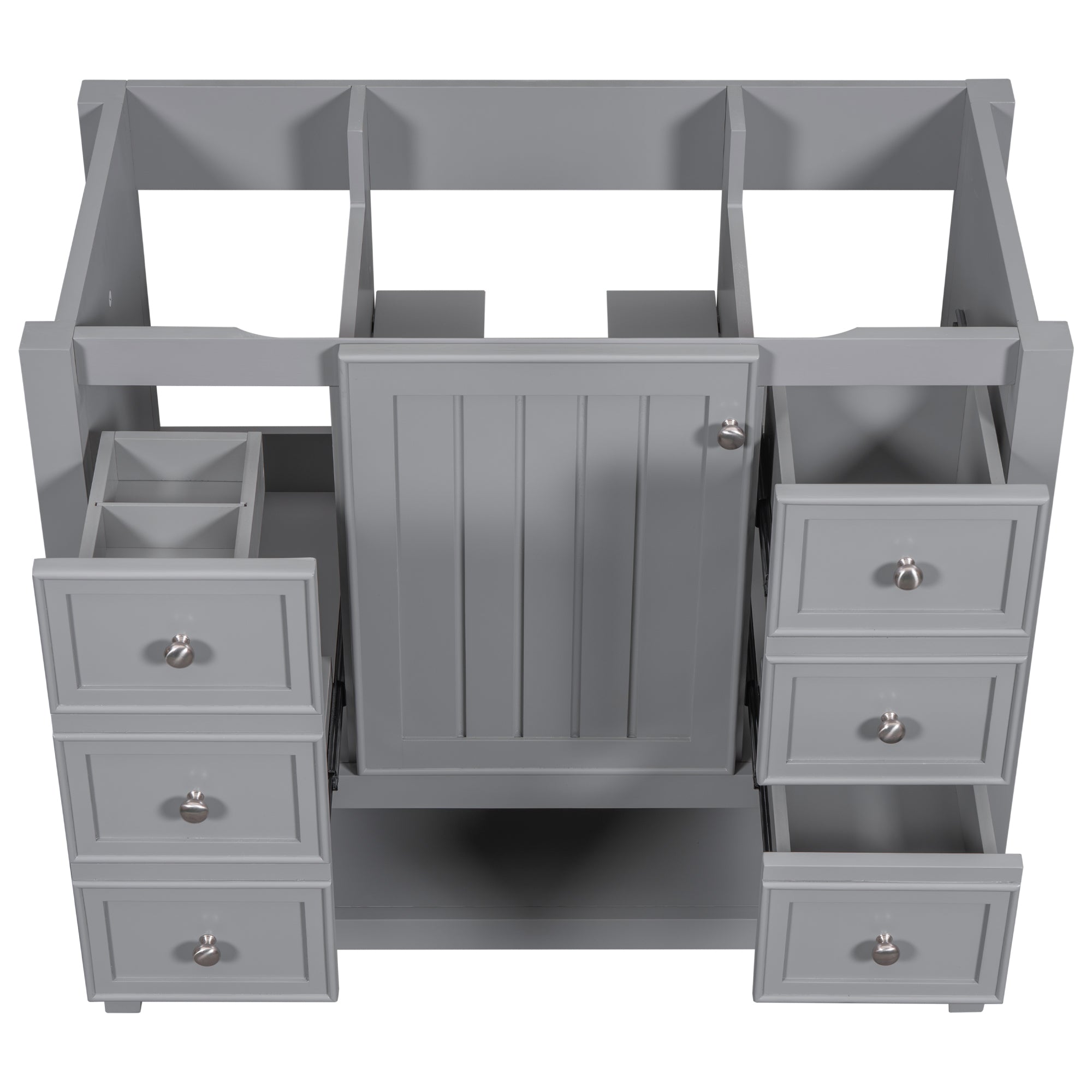 36" Bathroom Vanity without Sink, Cabinet Base Only, One Cabinet and three Drawers, Grey