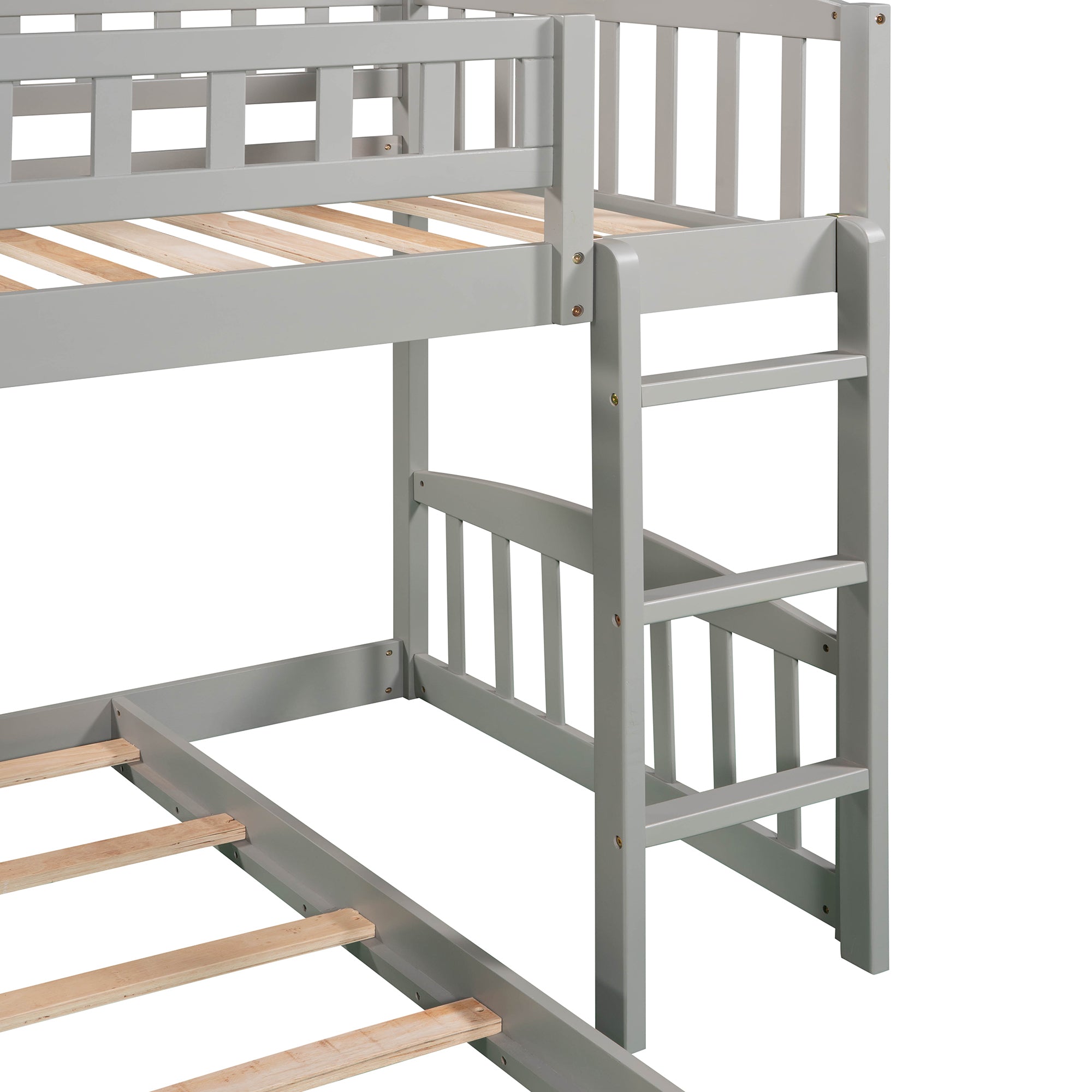 Stairway Twin over Twin Bunk Bed with Two Drawers and Slide, Gray(OLD SKU :LP000156AAE)