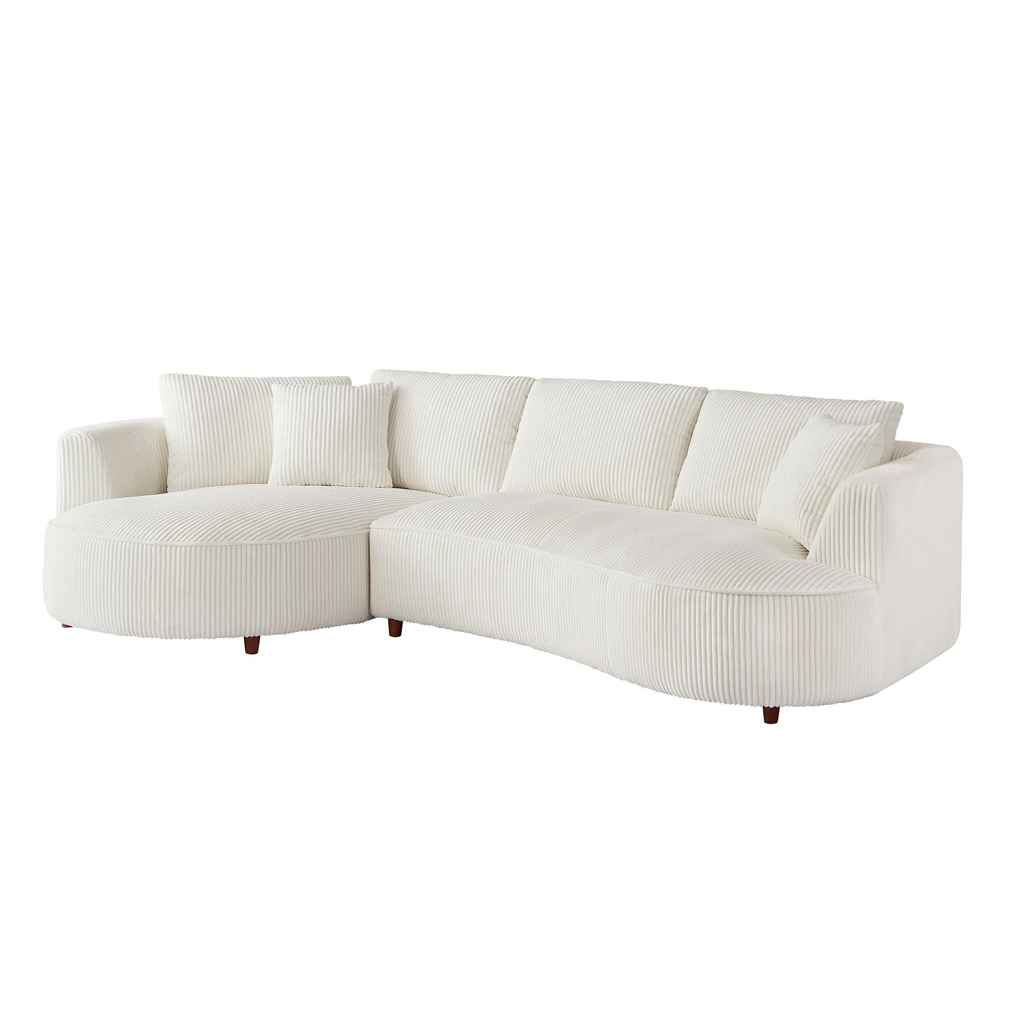 122.04 inch Oversized Sectional Sofa, Modern Couch with Chaise, Comfy Sofa Couch with Left  Facing Chaise, White Corduroy Sofa