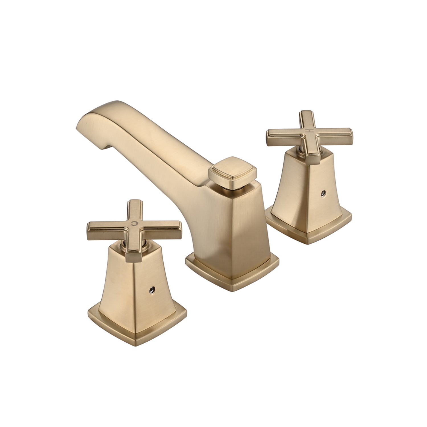 Two Handle Widespread High-arc Bathroom Faucet with Drain Assembly, Brushed Gold