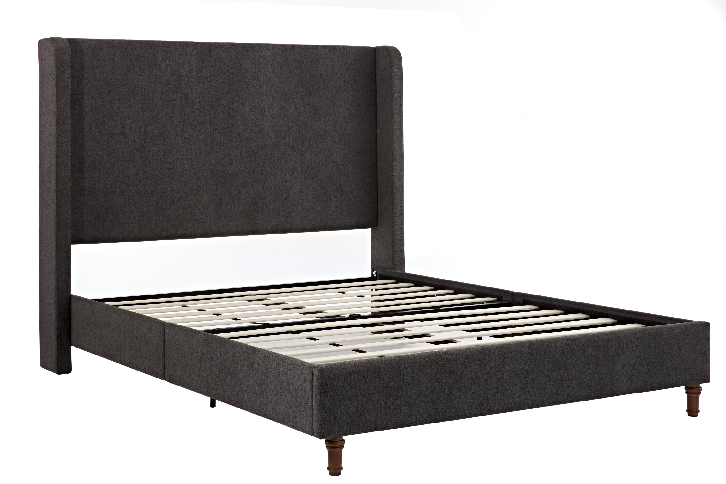 Same as B083P152031 Harper Tall Headboard Upholstered Bed / 54" High Headboard / Elegant Simplicity / No Box Spring Needed / Easy Assembly / Queen / Dark gray velvet