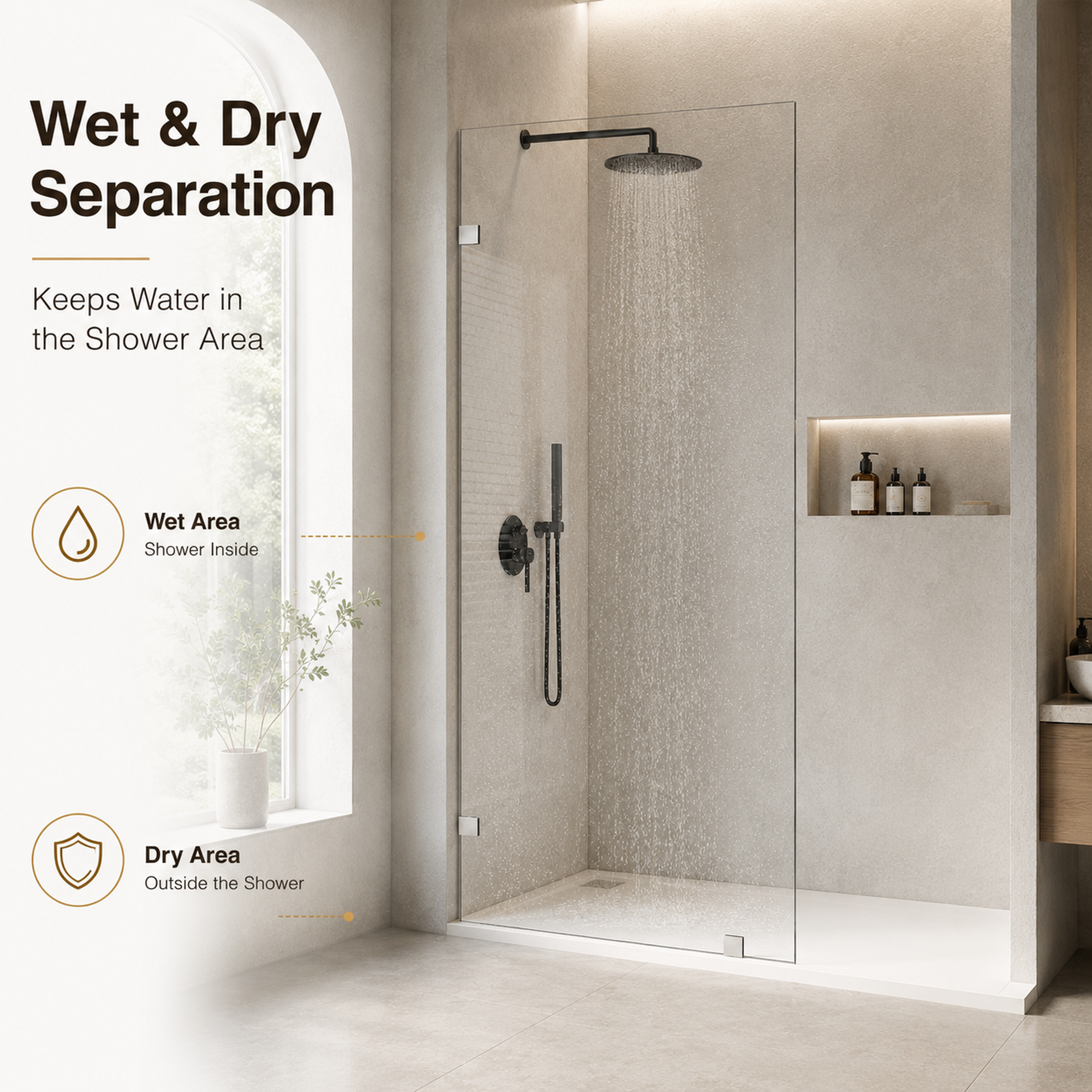 30-32 x 72 in Frameless Fixed Shower Panel - 30 x 72 in / Brushed Chrome view 5