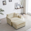 Modern Accent Chair with Ottoman, Living Room Club Chair Chenille Upholstered Armchair , Reading Chair for Bedroom, Beige Chenille