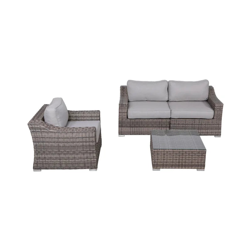 Fully Assembled Wicker 3-Person Seating Set with Cushions