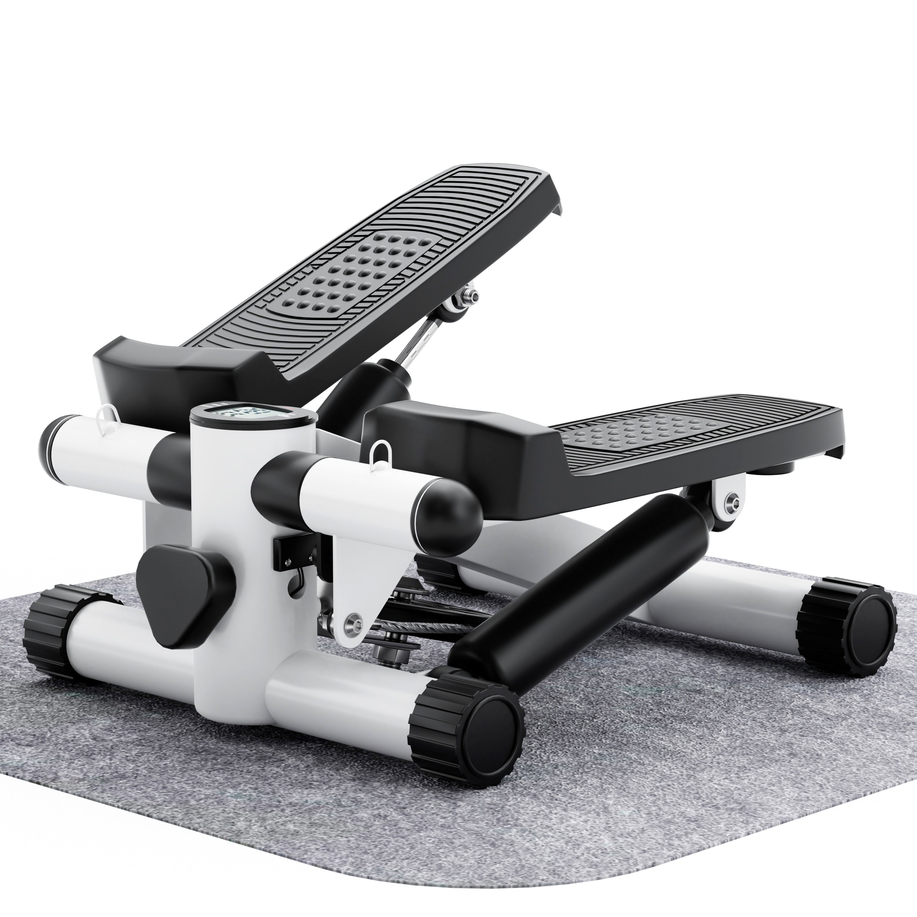 Mini Fitness Stepper, Hydraulic Fitness Stepper with Resistance Bands and Display, Silent Design, Weight Capacity 300LBS, Portable Stepper for Total Body Workout,11.3"L x 12.6"W x 7.8"H,White