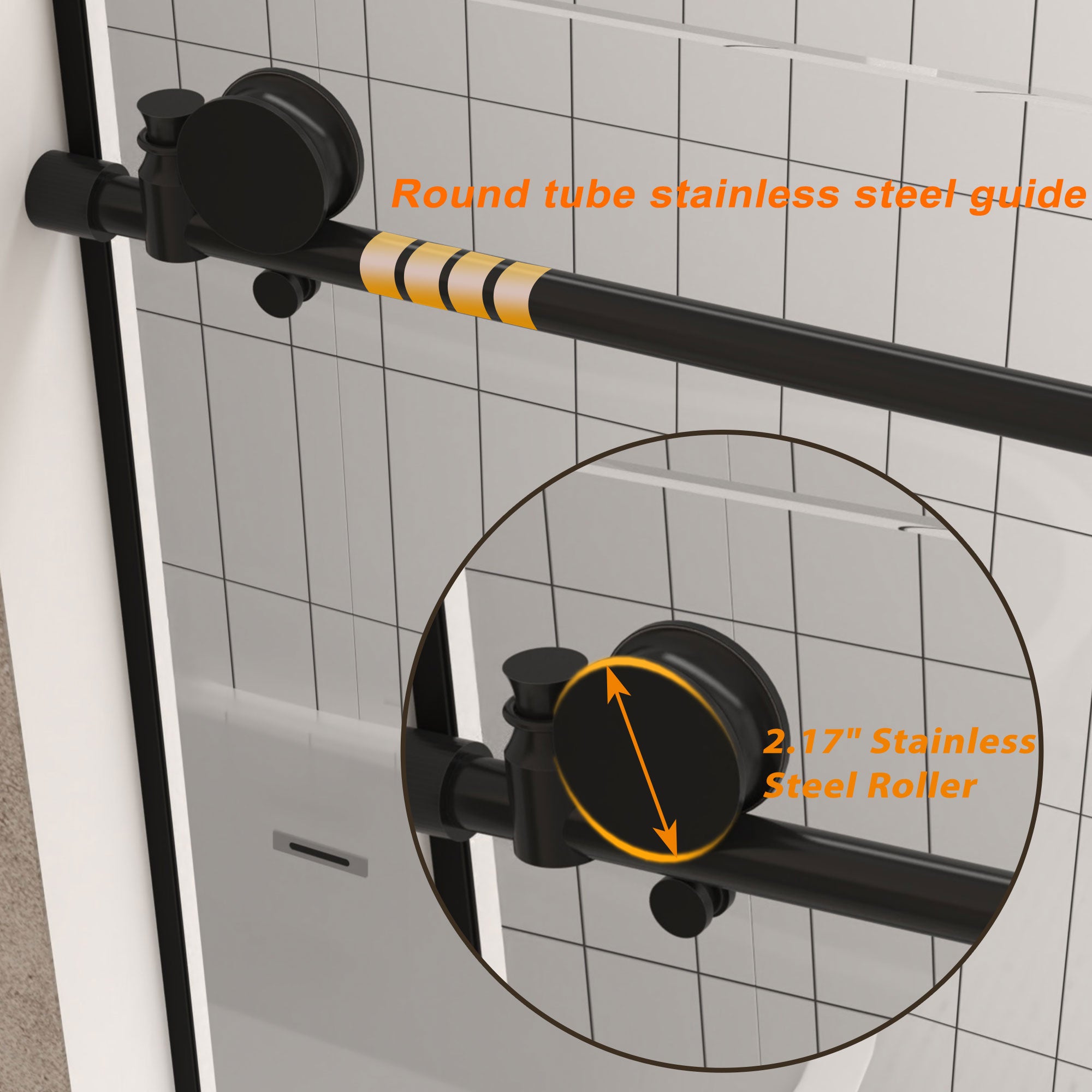 44-60 x 76 in frameless sliding shower door brushed gold view