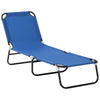 Folding Chaise Lounge Pool Chair, Patio Sun Tanning Chair, Outdoor Lounge Chair with 5-Positions Reclining Back, Oxford Fabric Seat for Beach, Yard, Patio, Blue