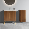 Etna 30" Striped Walnut Bathroom Vanity with Sink & Side Cabinet, Freestanding Vanity & Floating Storage Cabinet Combo for Modern Bathroom, KD