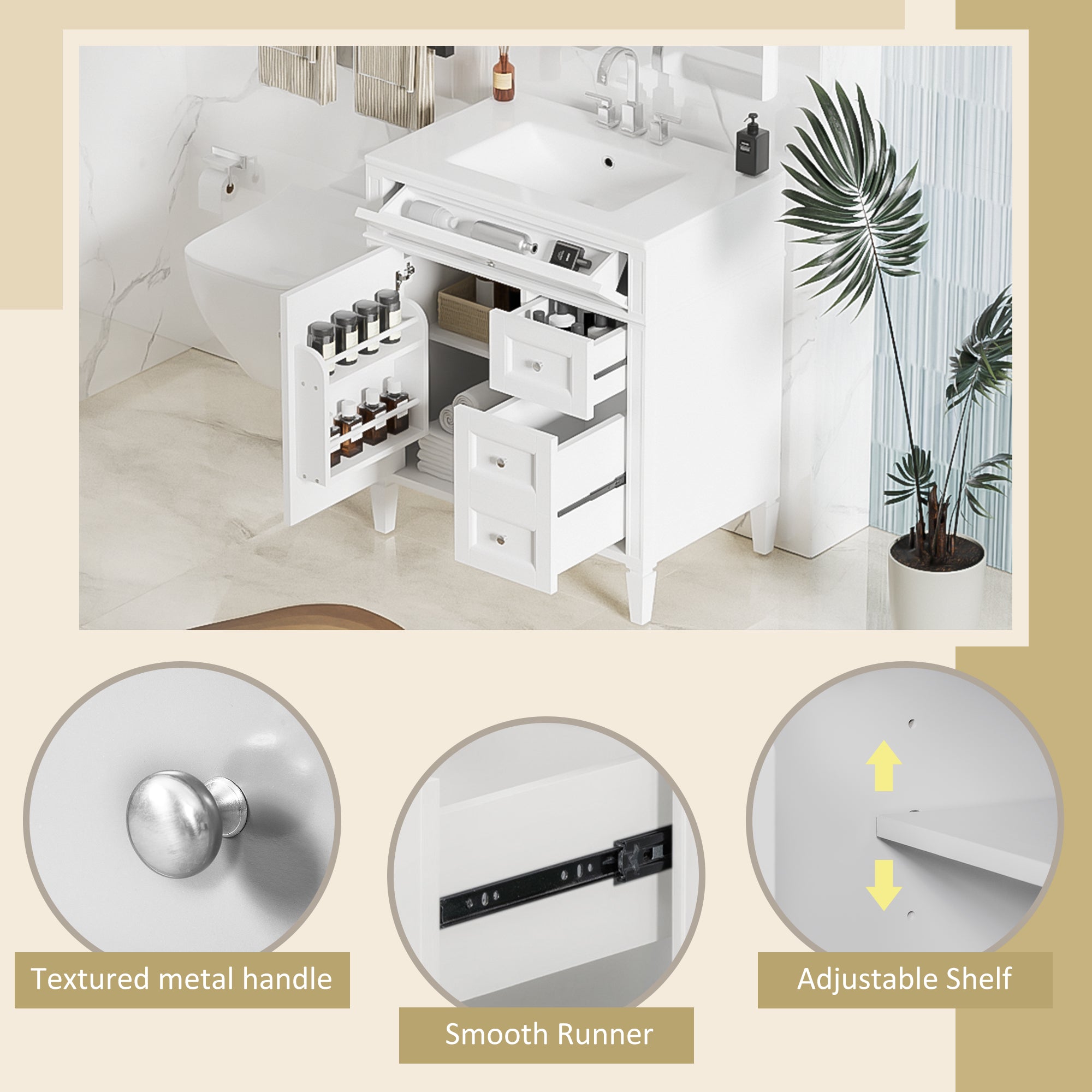 30-inch bathroom vanity top sink, countertop close-up